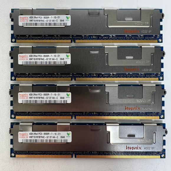 LOT OF 4 Hynix 4GB PC3-8500R ECC Server Memory RAM HMT151R7BFR4C-G7 16GB