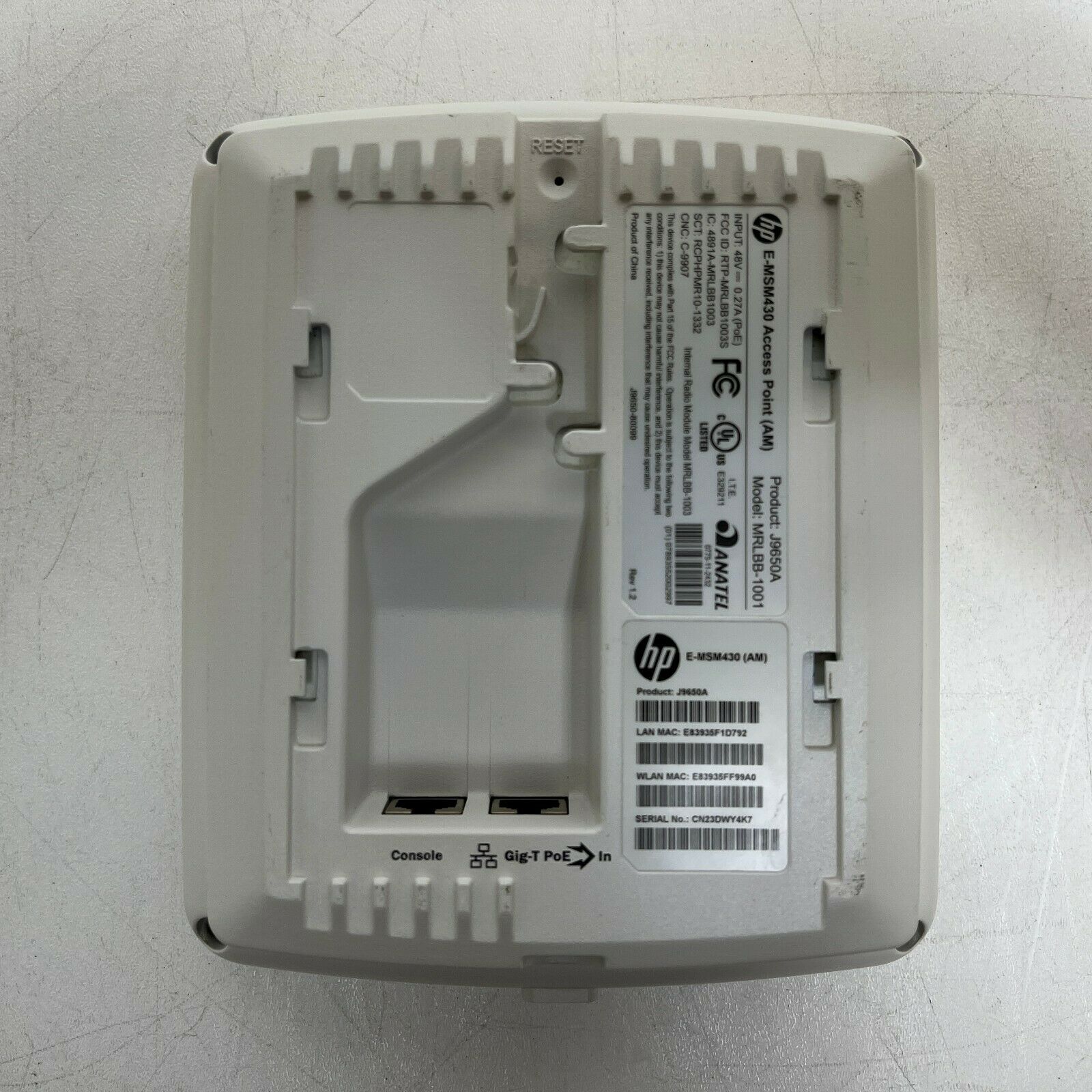 HP E-MSM430 Dual Radio Access Point AM J9650A MRLBB-1001
