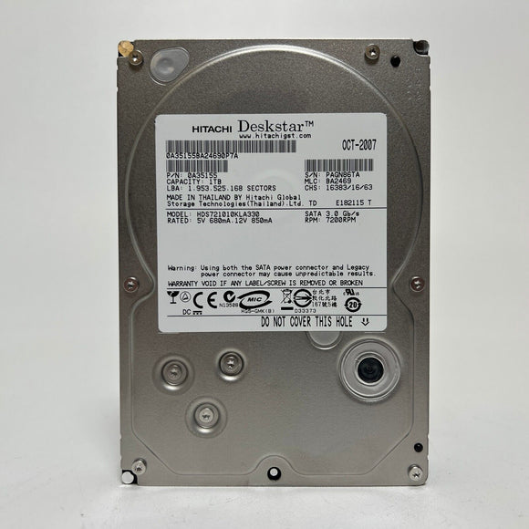 Hitachi DeskStar 1TB SATA 7200 RPM Hard Drive 0A35155 HDS721010KLA330 - LOW HRS