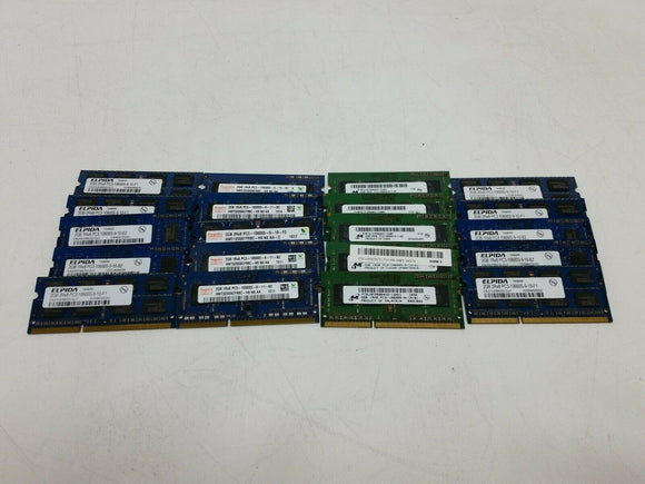 *Lot of 20* 2G DDR3 PC3-10600 SODIMM Laptop Memory Mixed Major Brands