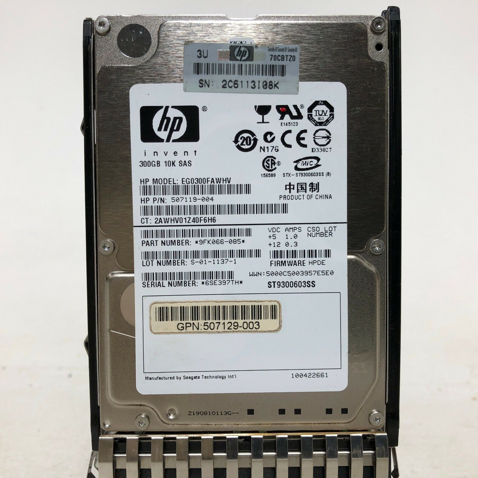 HP 507284-001 300GB SAS 10K デュアルポート ホットプラグ可能 2.5