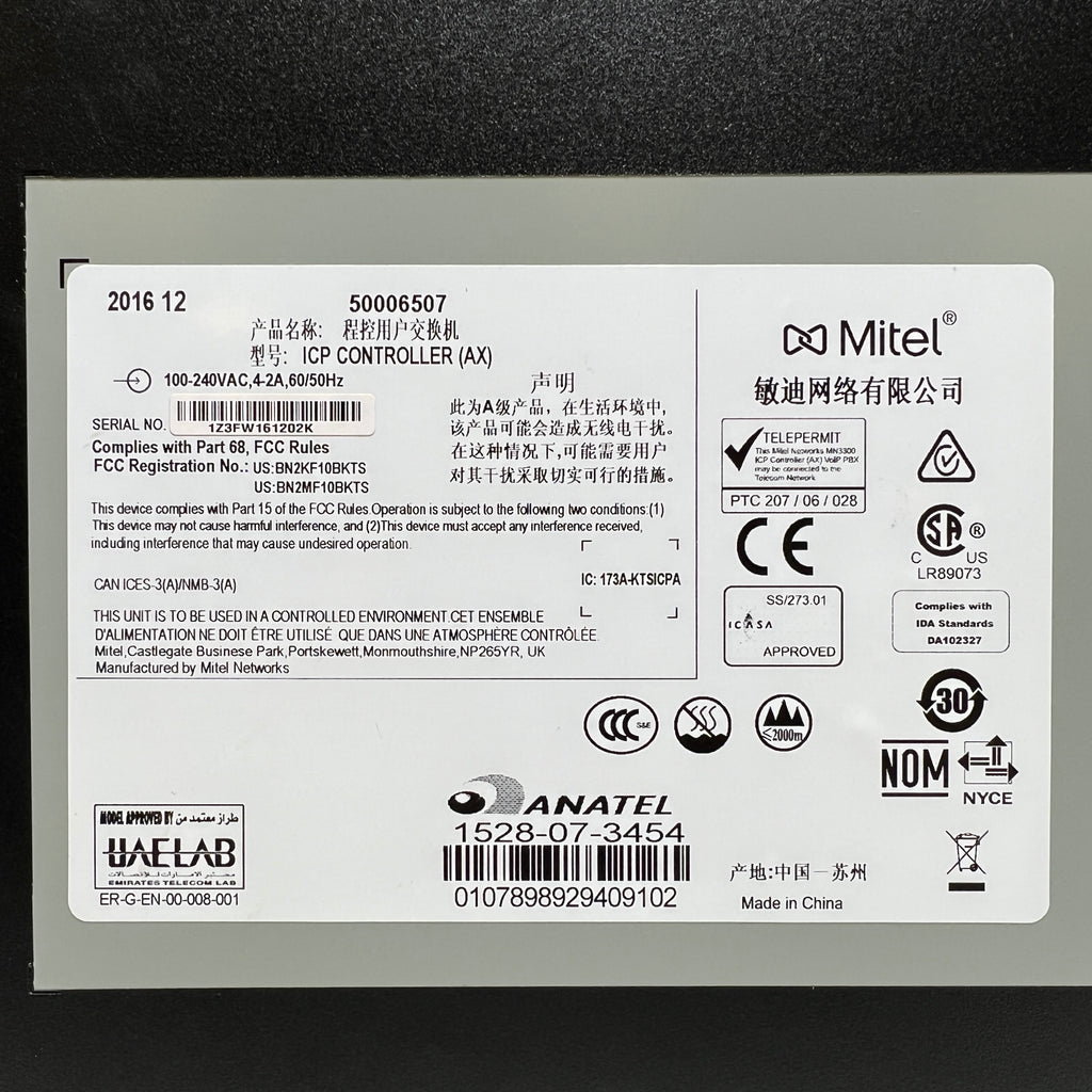 Mitel SX 200 AX ICP System 50006507 - Case and Controller Only ...